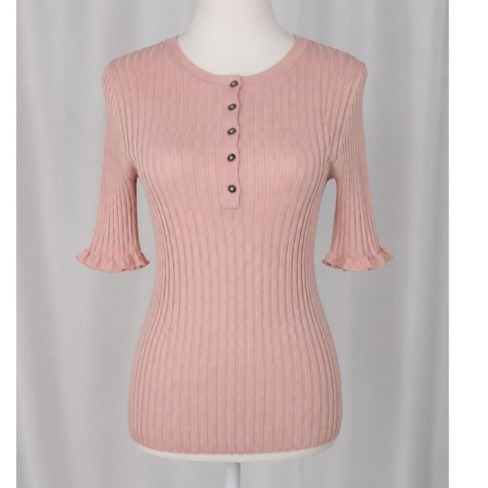 Vintage y2k Sundance ribbed top lettuce hem deadstock Large 90s henley